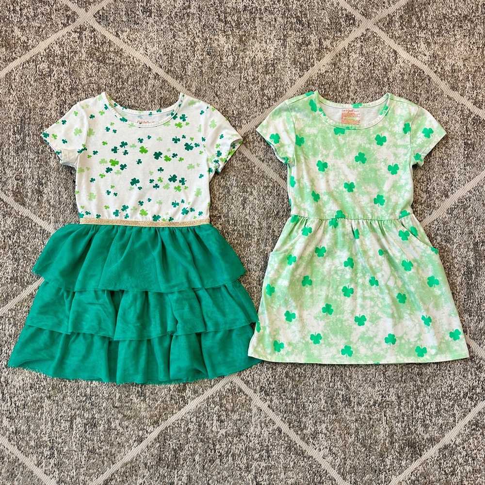 St.Patricks Day - Green Clover Girls/Kids Dress Set